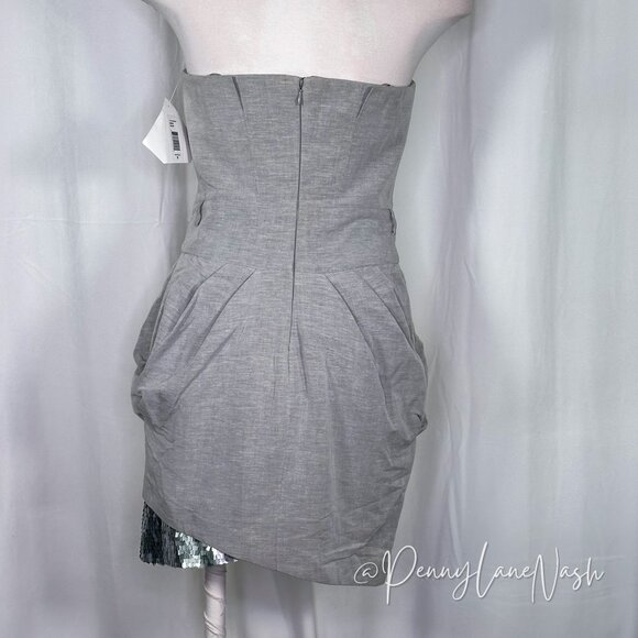 NWT Mack & James by Badgley Mischka Strapless Mini Dress Gray - Picture 10 of 12